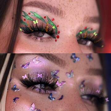 ALPHONSE 3D Fluffy Glitter Lashes for Halloween & Cosplay