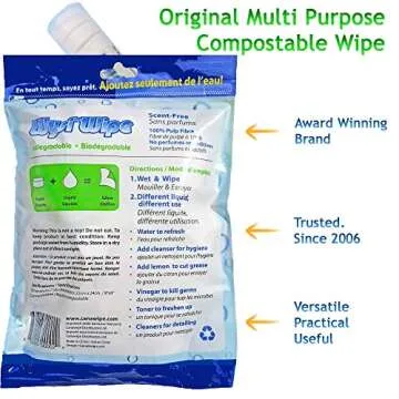 Travel Ready Biodegradable Multi-Purpose Wipes