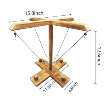 Ring Toss Game, Ring and Hook Game, Patio Games, Ring toss Game for Adults,Games for Adults Party,Handmade Wooden Interactive Games for Bars, Home and Party Fun