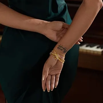 FRUMOS 18K Gold Plated Paperclip Bracelet for Women