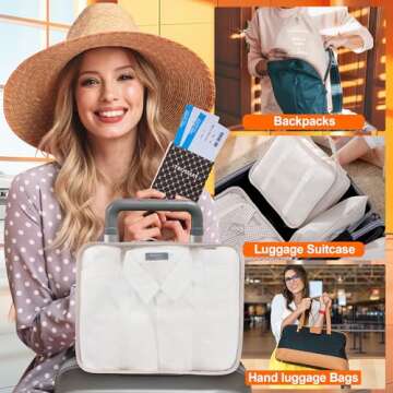 9 Set Packing Cubes for Suitcases, kingdalux Travel Luggage Packing Organizers with Laundry Bag, Compression Storage Shoe Bag, Makeup Bag, Clothing Underwear Bag, for Man & Woman