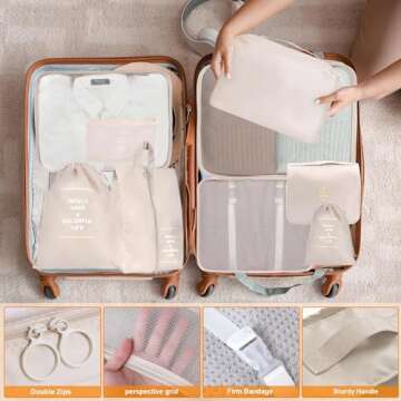 9 Set Packing Cubes for Suitcases, kingdalux Travel Luggage Packing Organizers with Laundry Bag, Compression Storage Shoe Bag, Makeup Bag, Clothing Underwear Bag, for Man & Woman