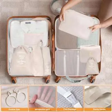 9 Set Packing Cubes for Suitcases, kingdalux Travel Luggage Packing Organizers with Laundry Bag, Compression Storage Shoe Bag, Makeup Bag, Clothing Underwear Bag, for Man & Woman