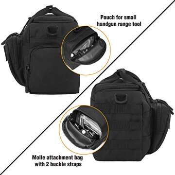 DBTAC Gun Range Bag Small | Tactical 2X Pistol Shooting Range Duffle Bag with Lockable Zipper for Handguns and Ammo (Black)