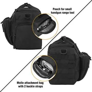 DBTAC Gun Range Bag Small | Tactical 2X Pistol Shooting Range Duffle Bag with Lockable Zipper for Handguns and Ammo (Black)