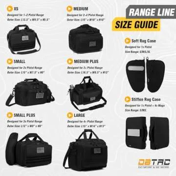 DBTAC Gun Range Bag Small | Tactical 2X Pistol Shooting Range Duffle Bag with Lockable Zipper for Handguns and Ammo (Black)
