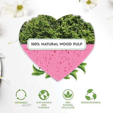 Natural Heart-Shaped Facial Sponges for Exfoliating & Cleansing