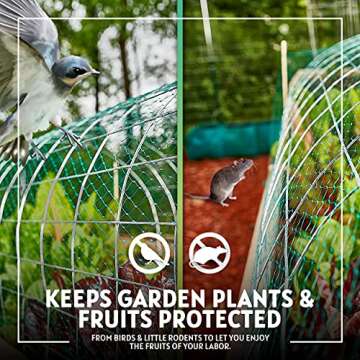 Vanitek 6-1/2 x 33 ft. Green Gentle Garden Netting/Row Cover/Screen | Protect Secure to Keep away Birds and Rodents from Fruit, Vegetable, Flowers and sensitive Plants, while allowing water and air in