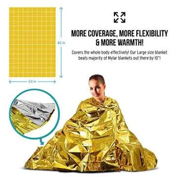 TEBRION Emergency Mylar Tent for 2 Adults & Blankets Set