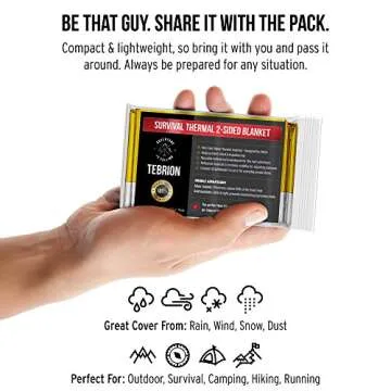 TEBRION Emergency Mylar Tent for 2 Adults & Blankets Set