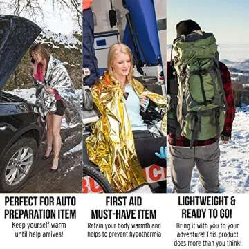 TEBRION Emergency Mylar Tent for 2 Adults & Blankets Set