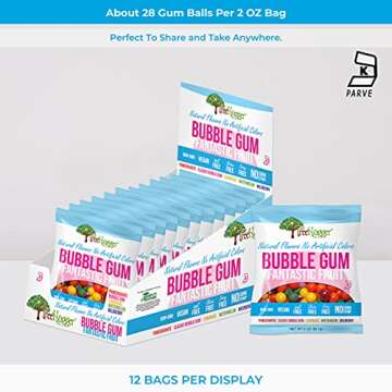 Tree Hugger Fantastic Fruit Bubble Gum, Natural Flavors, No Artificial Colors, 2 Ounce (Pack of 12)