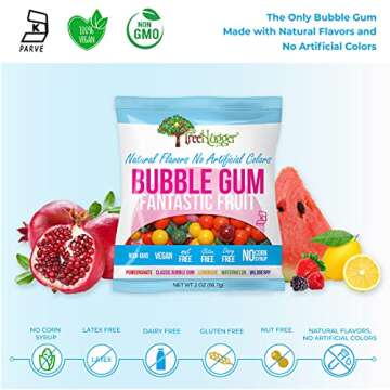 Tree Hugger Fantastic Fruit Bubble Gum, Natural Flavors, No Artificial Colors, 2 Ounce (Pack of 12)
