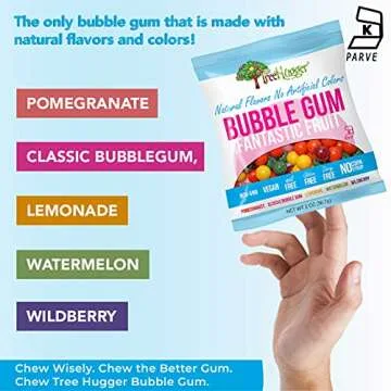 Tree Hugger Fantastic Fruit Bubble Gum, Natural Flavors, No Artificial Colors, 2 Ounce (Pack of 12)