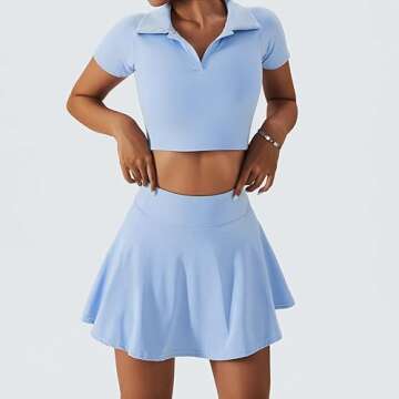 ABOCIW Tennis Outfits for Women 2 Piece High Waist Pleated Tennis Skirt with Shorts and Pockets Shor...