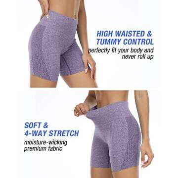 NORMOV High Waist Workout Shorts for Women | Tummy Control