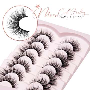Onlyall Lashes Mink False Eyelashes Natural Wispy Lashes Soft Faux Mink Lashes Fluffy False Lashes 16MM A04