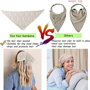 CHLINS Floral Chiffon Hair Bandanas - 3 PCS Triangle Head Scarves With Ties for Women (Black, Yellow, White)