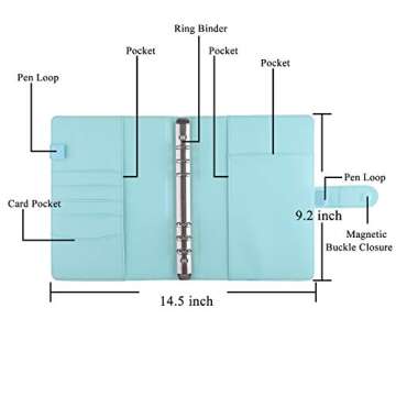 Antner A5 PU Leather Binder 6 Ring Notebook Photocard Budget Binder Cover for A5 Refill Paper, Refil...