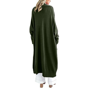 Danedvi Womens Long Cardigan Sweaters 2024 Fall Chunky Knit Oversized Slouchy Open Front Warm Coats with Pockets Army Green