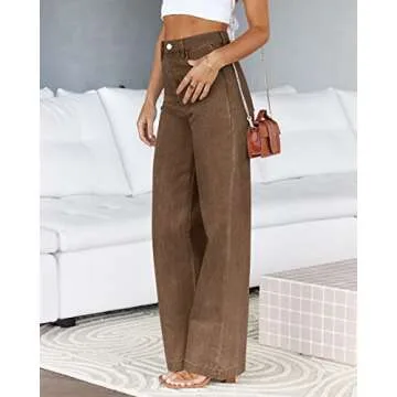 PLNOTME Women's High Waisted Jeans Boyfriend Baggy Straight Leg Casual Denim Pants