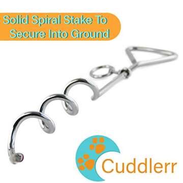 30ft Dog Tie Out Cable for Dogs, 16" Chrome Plated Anti Rust Stake, Great for Camping or The Garden, Suitable for Harness, Leash & Chain Attachments - Red