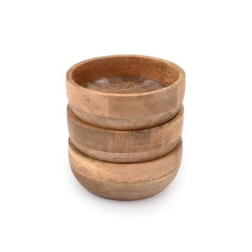 Samhita Mango Wood Round Bowls for Snacks and Appetizers