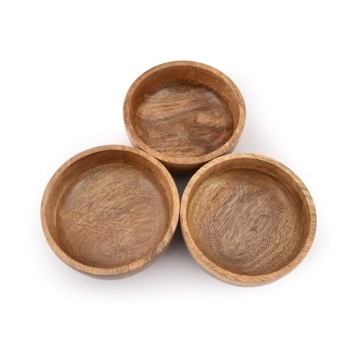 Samhita Mango Wood Round Bowls for Snacks and Appetizers