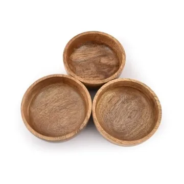 Samhita Mango Wood Round Bowls for Snacks and Appetizers