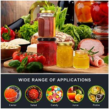 Hexagon Glass Jars with Black Lids, 20pcs 6oz Canning Jars for Jam Honey Jelly Candy Candle Wedding Favors Baby Shower Favors Spice Jars Crafts with 40 chalkboard stickers and one pen for labeling