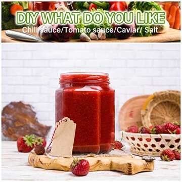 Hexagon Glass Jars with Black Lids, 20pcs 6oz Canning Jars for Jam Honey Jelly Candy Candle Wedding Favors Baby Shower Favors Spice Jars Crafts with 40 chalkboard stickers and one pen for labeling