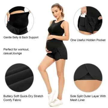 POSHGLAM Women's Maternity Shorts - Over Belly Activewear for Summer Pregnancy
