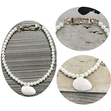 Conch Necklace 8mm Round Imitation Pearl Choker Necklace for Women Natural Shell Pearl Beaded Necklace Bridesmaid Pearl Bag Chain Jewelry Gifts(style03)