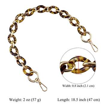 BEAULEGAN Acrylic Purse Chain Handle Strap Replacement for Handbag or Shoulder Bag Set of 2, 15.8 Inches Long (Vintage Amber/Gold)