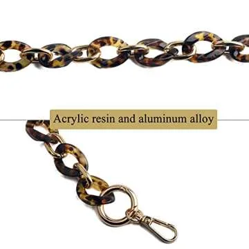 BEAULEGAN Acrylic Purse Chain Handle Strap Replacement for Handbag or Shoulder Bag Set of 2, 15.8 Inches Long (Vintage Amber/Gold)