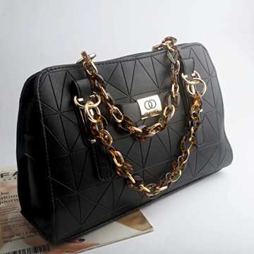 BEAULEGAN Acrylic Purse Chain Handle Strap Replacement for Handbag or Shoulder Bag Set of 2, 15.8 Inches Long (Vintage Amber/Gold)