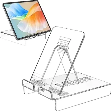 KTRIO Acrylic Tablet Stand - Adjustable, Clear Holder for iPad & More