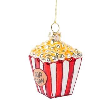 JOIEDOMI Popcorn Snacks Blown Glass Small Funny Mini Christmas Ornaments for Christmas Tree Hanging Ornament Christmas Decorations Indoor Food, Xmas Christmas Party Favors Supplies Cute Presents