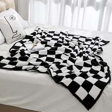 Super Soft Luxurious Warm Checkered Throw Blanket - Reversible
