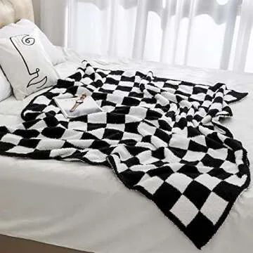 Super Soft Luxurious Warm Checkered Throw Blanket - Reversible