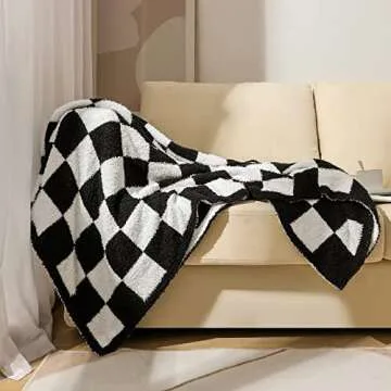 Super Soft Luxurious Warm Checkered Throw Blanket - Reversible