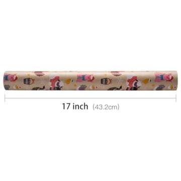 RUSPEPA Kraft Christmas Wrapping Paper Roll - Mini Roll - Christmas Animals Design for Holiday Gift ...