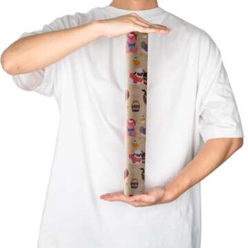 RUSPEPA Kraft Christmas Wrapping Paper Roll - Mini Roll - Christmas Animals Design for Holiday Gift Wrap - 17 Inches X 32.8 Feet