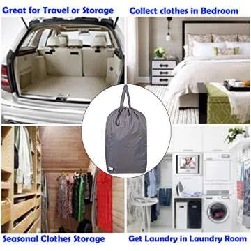 UniLiGis Washable Travel Laundry Bag with Handles and Drawstring, Heavy Duty Large Enough to Hold 3 Loads of Laundry, Fit a Laundry Basket or Clothes Hamper, 27.5x34.5 in,Grey