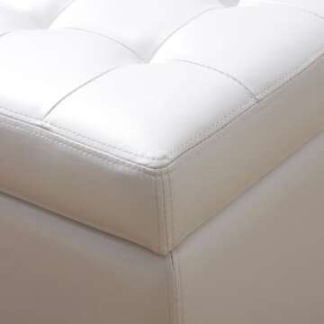 Tiffany Malm Storage Bench. This Furniture Storage Bench Is A Convenient Seating Solution For Any Room In Your Home. Each Storage Ottoman Features A Quilted Faux Leather Design And Ample Space To Complete Any Living Room Furniture Arrangement. (White)