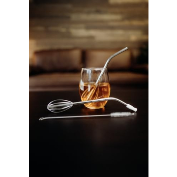 Whiskee Straw 16oz Stainless Steel Mixer Straw with Whisk