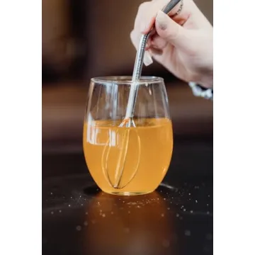 Whiskee Straw 16oz Stainless Steel Mixer Straw with Whisk