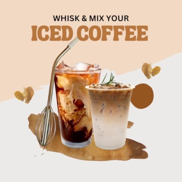 Whiskee Straw 16oz Stainless Steel Mixer Straw with Whisk