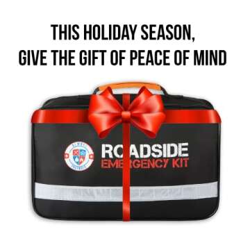 Always Prepared Premium Roadside Emergency Kit for Car - Car Safety Kit, Tools, First Aid, Visibilit...