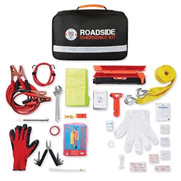 Always Prepared Premium Roadside Emergency Kit for Car - Car Safety Kit, Tools, First Aid, Visibility Gear & More - Perfect Roadside Assistance Kit Gift for New Drivers (125 pc)